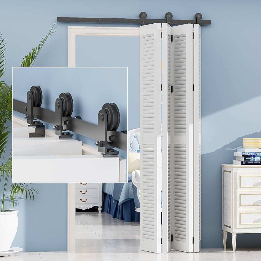 Amazon.com: TOIMIOTOIM 66 英吋(約166.6 公分)雙折滑動穀倉門五金套件